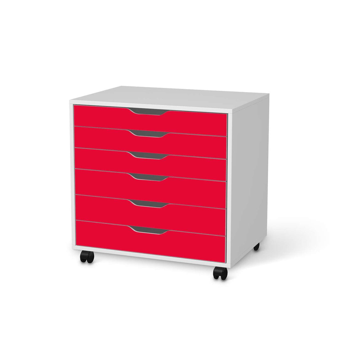Möbelfolie Rot Light - IKEA Alex Rollcontainer 6 Schubladen - weiss