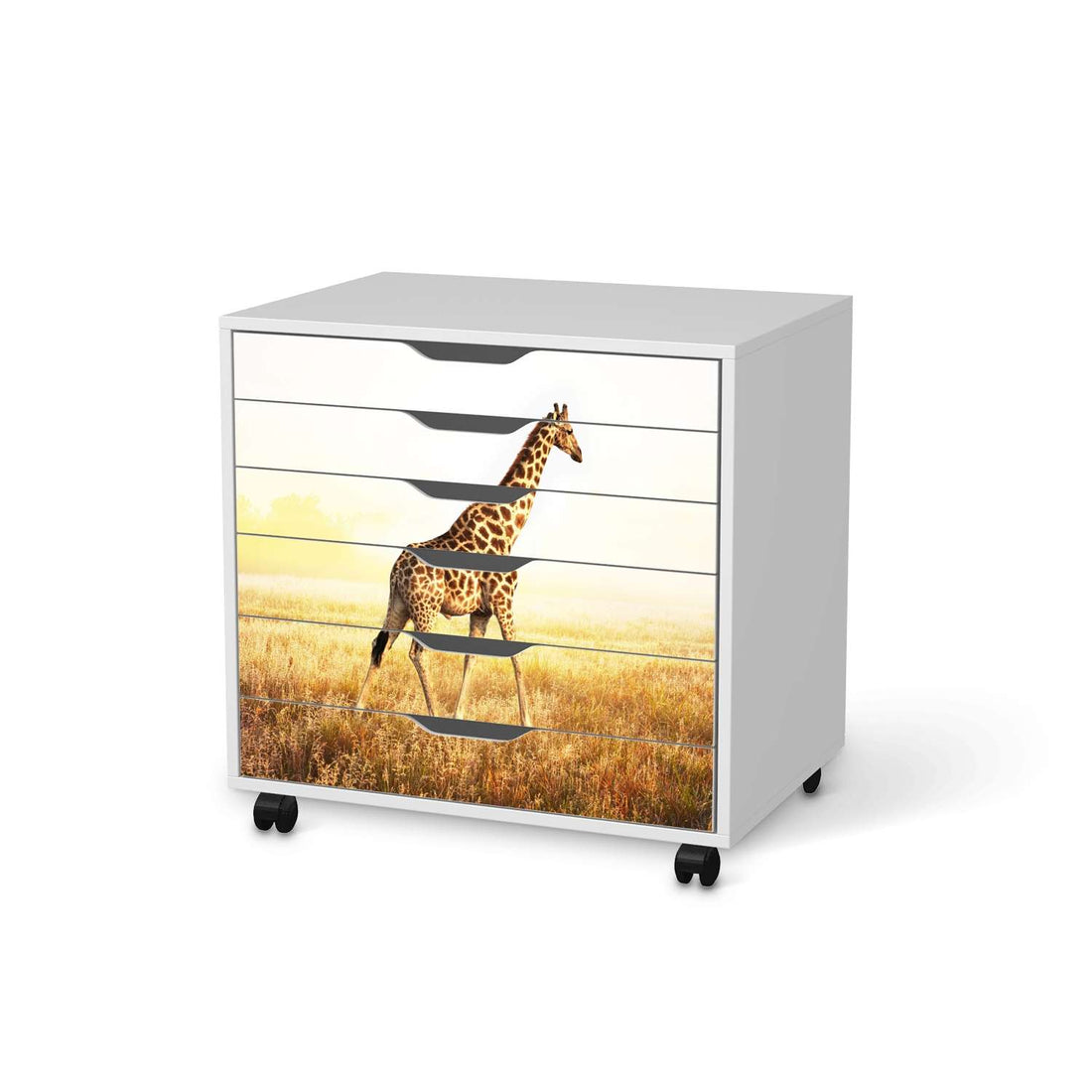 Möbelfolie Savanna Giraffe - IKEA Alex Rollcontainer 6 Schubladen - weiss