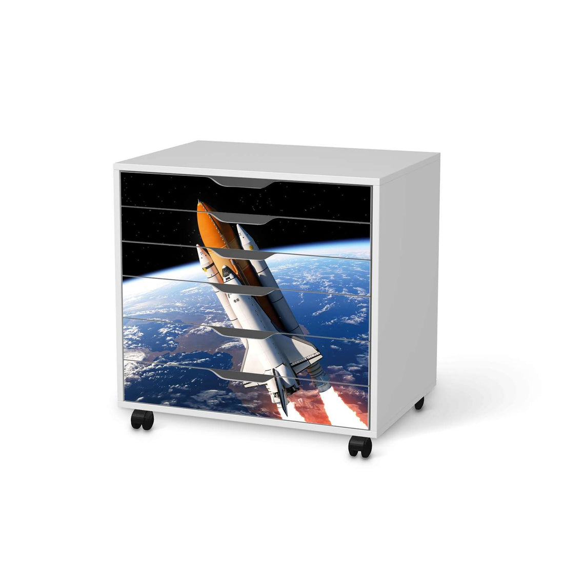 Möbelfolie Space Traveller - IKEA Alex Rollcontainer 6 Schubladen - weiss