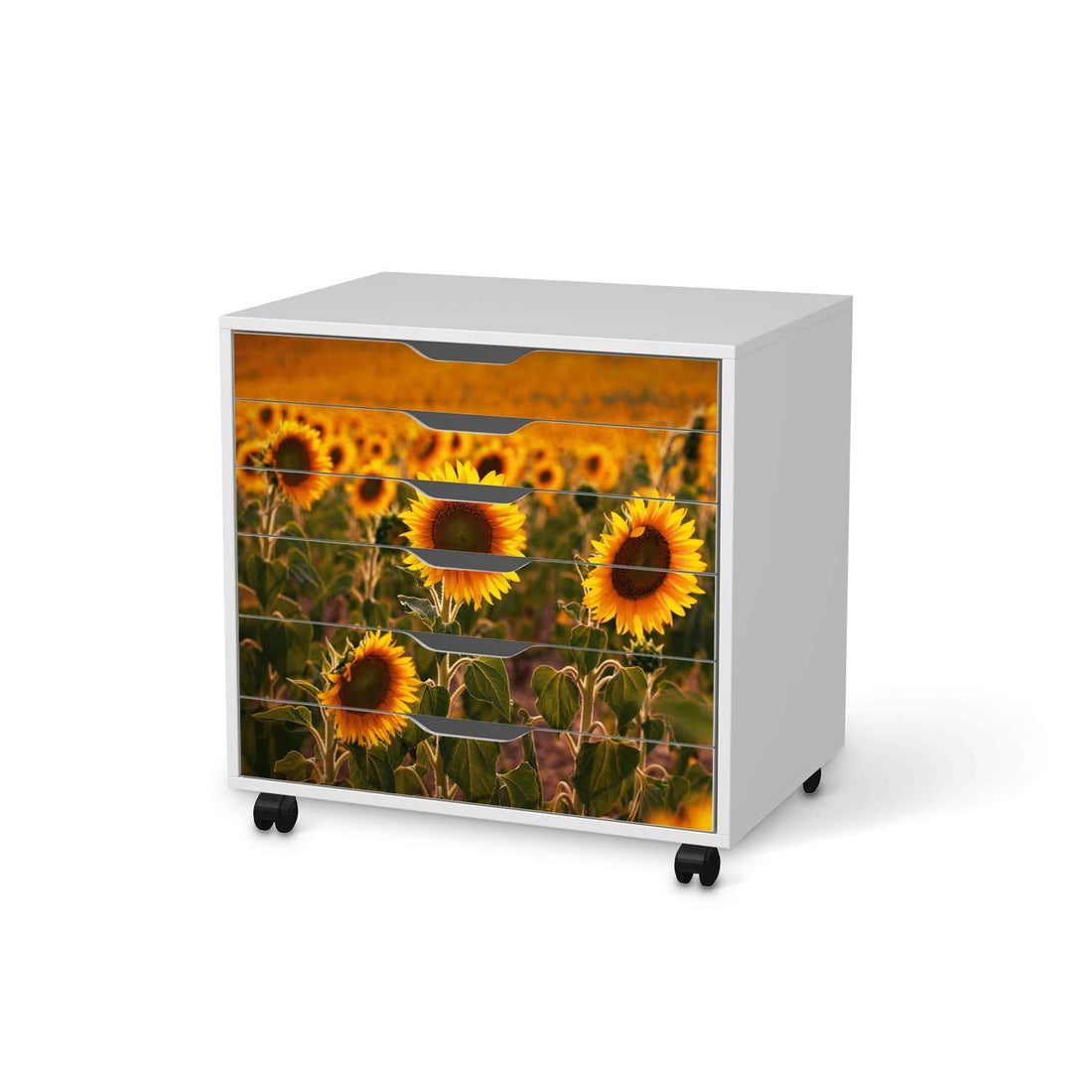 Möbelfolie Sunflowers - IKEA Alex Rollcontainer 6 Schubladen - weiss