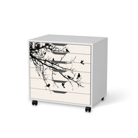 Möbelfolie Tree and Birds 1 - IKEA Alex Rollcontainer 6 Schubladen - weiss