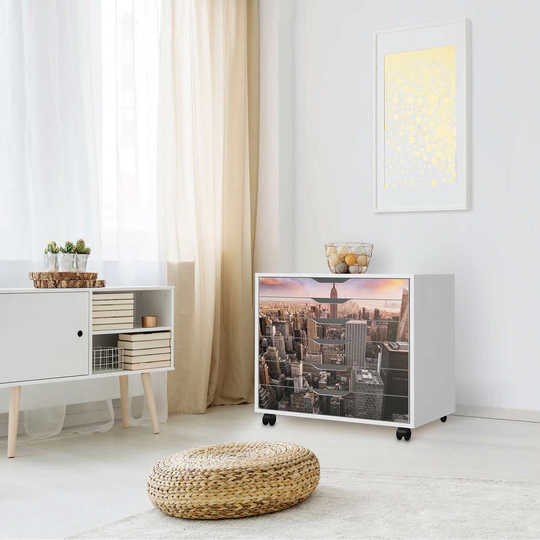 Möbelfolie Big Apple - IKEA Alex Rollcontainer 6 Schubladen - Wohnzimmer