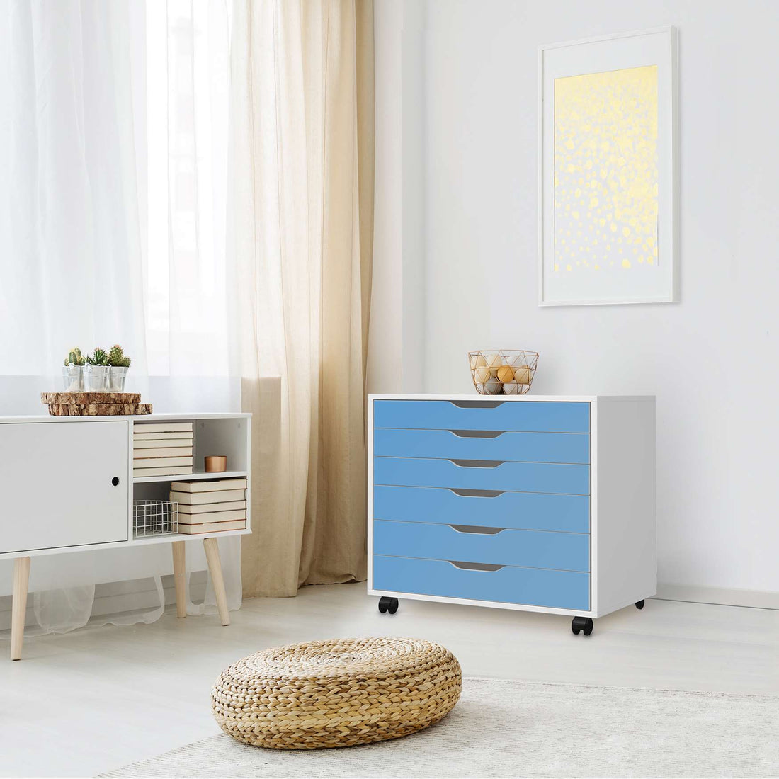 Möbelfolie Blau Light - IKEA Alex Rollcontainer 6 Schubladen - Wohnzimmer