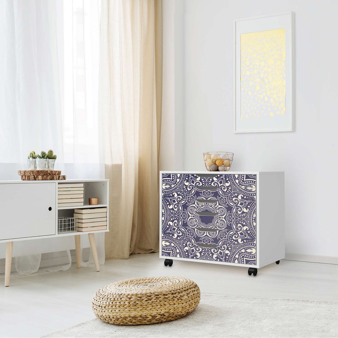 Möbelfolie Blue Mandala - IKEA Alex Rollcontainer 6 Schubladen - Wohnzimmer