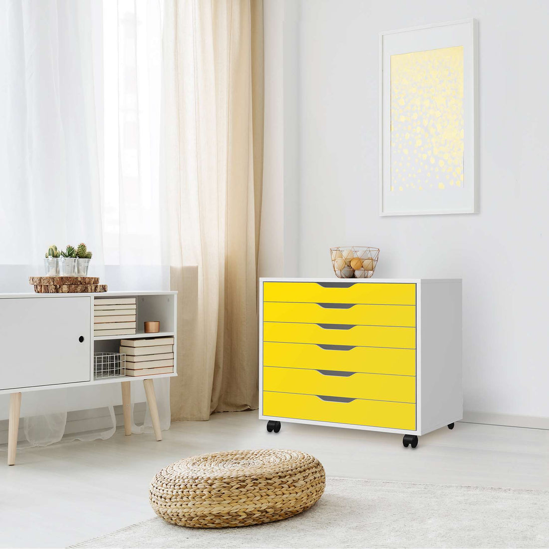 Möbelfolie Gelb Dark - IKEA Alex Rollcontainer 6 Schubladen - Wohnzimmer