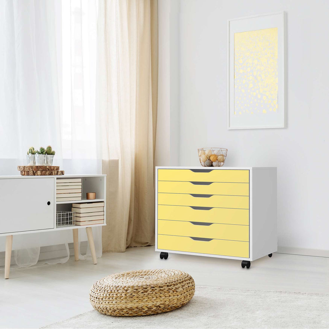 Möbelfolie Gelb Light - IKEA Alex Rollcontainer 6 Schubladen - Wohnzimmer