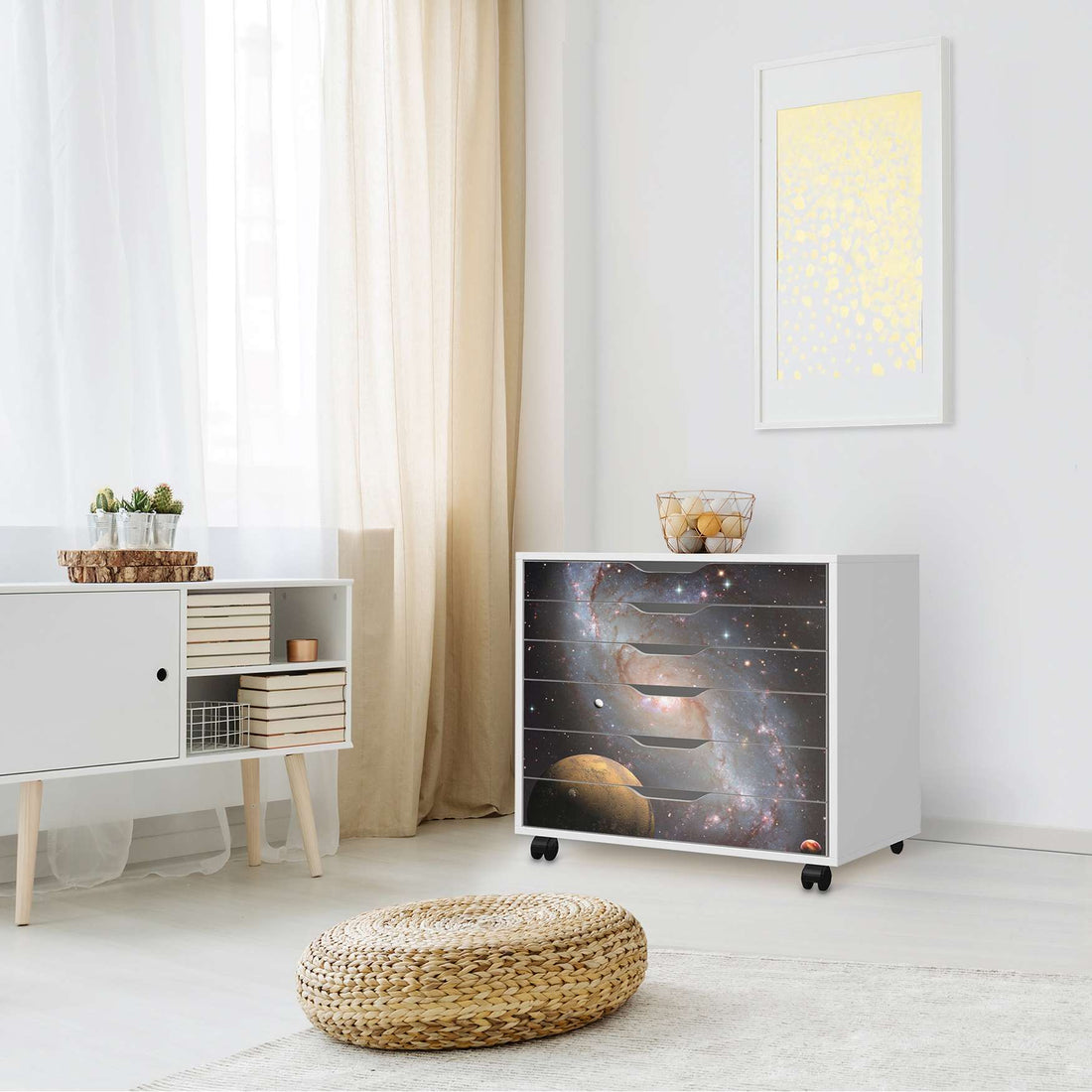 Möbelfolie Milky Way - IKEA Alex Rollcontainer 6 Schubladen - Wohnzimmer