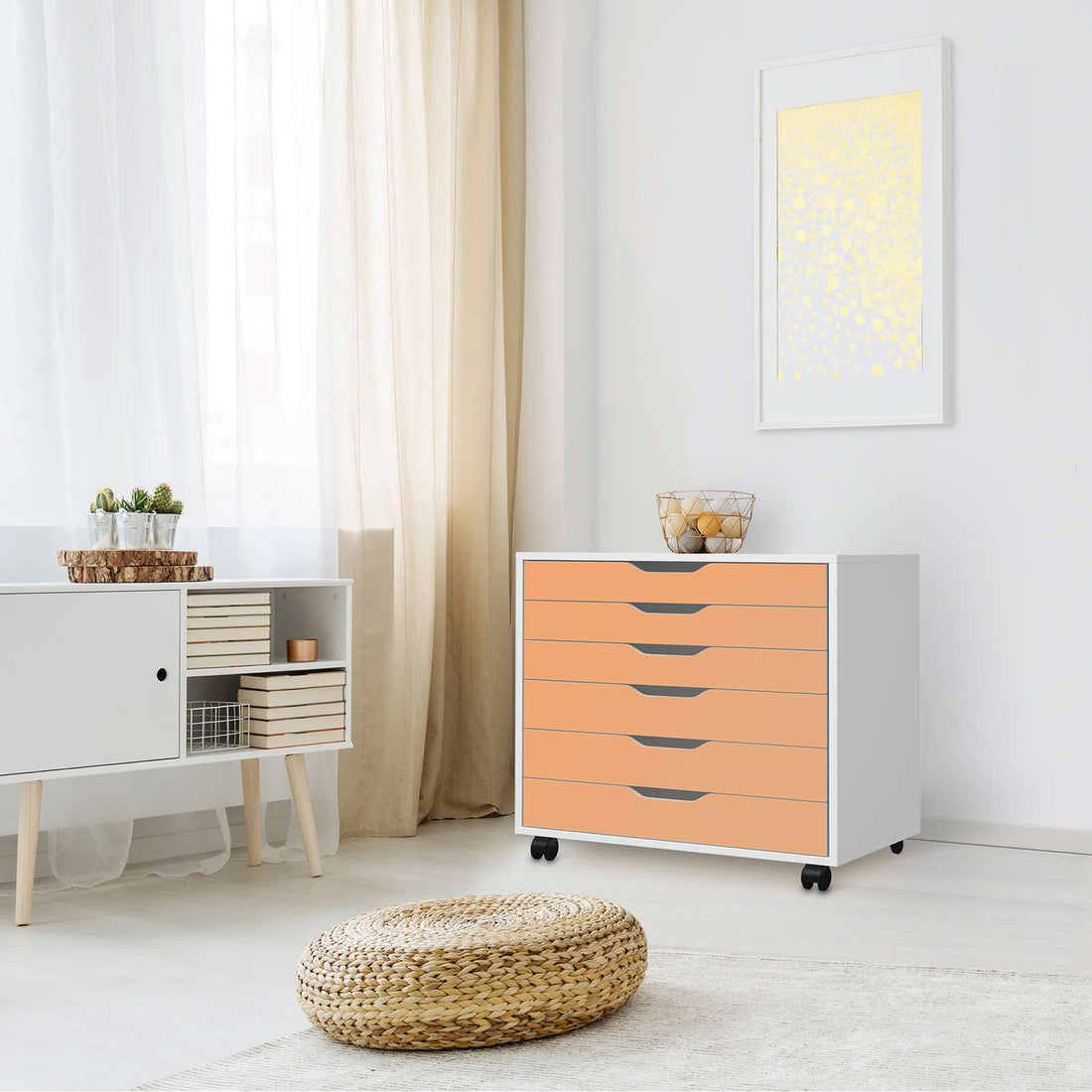 Möbelfolie Orange Light - IKEA Alex Rollcontainer 6 Schubladen - Wohnzimmer