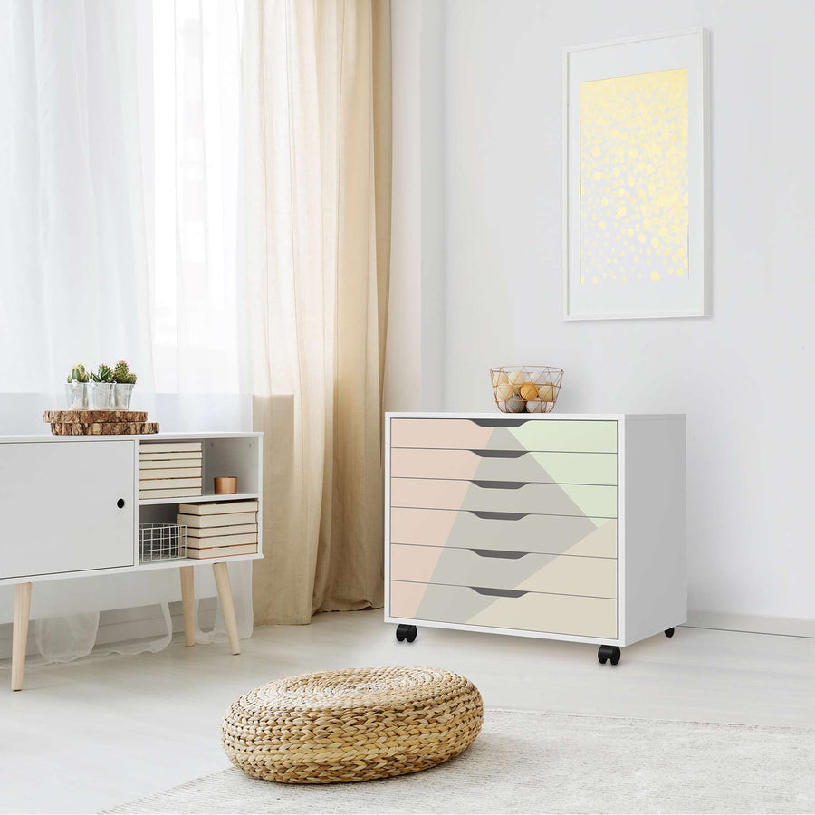 Möbelfolie Pastell Geometrik - IKEA Alex Rollcontainer 6 Schubladen - Wohnzimmer