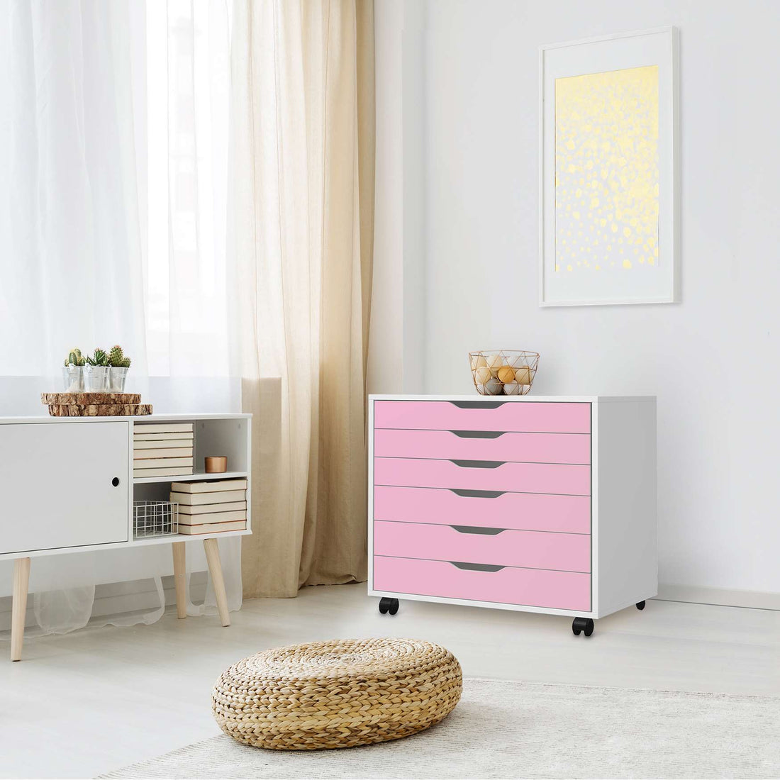 Möbelfolie Pink Light - IKEA Alex Rollcontainer 6 Schubladen - Wohnzimmer