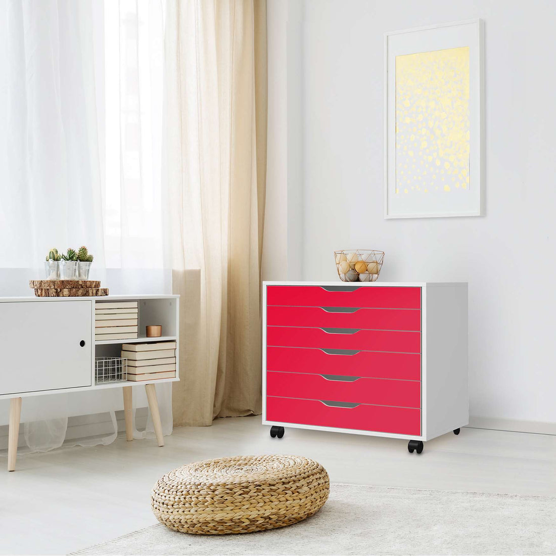 Möbelfolie Rot Light - IKEA Alex Rollcontainer 6 Schubladen - Wohnzimmer
