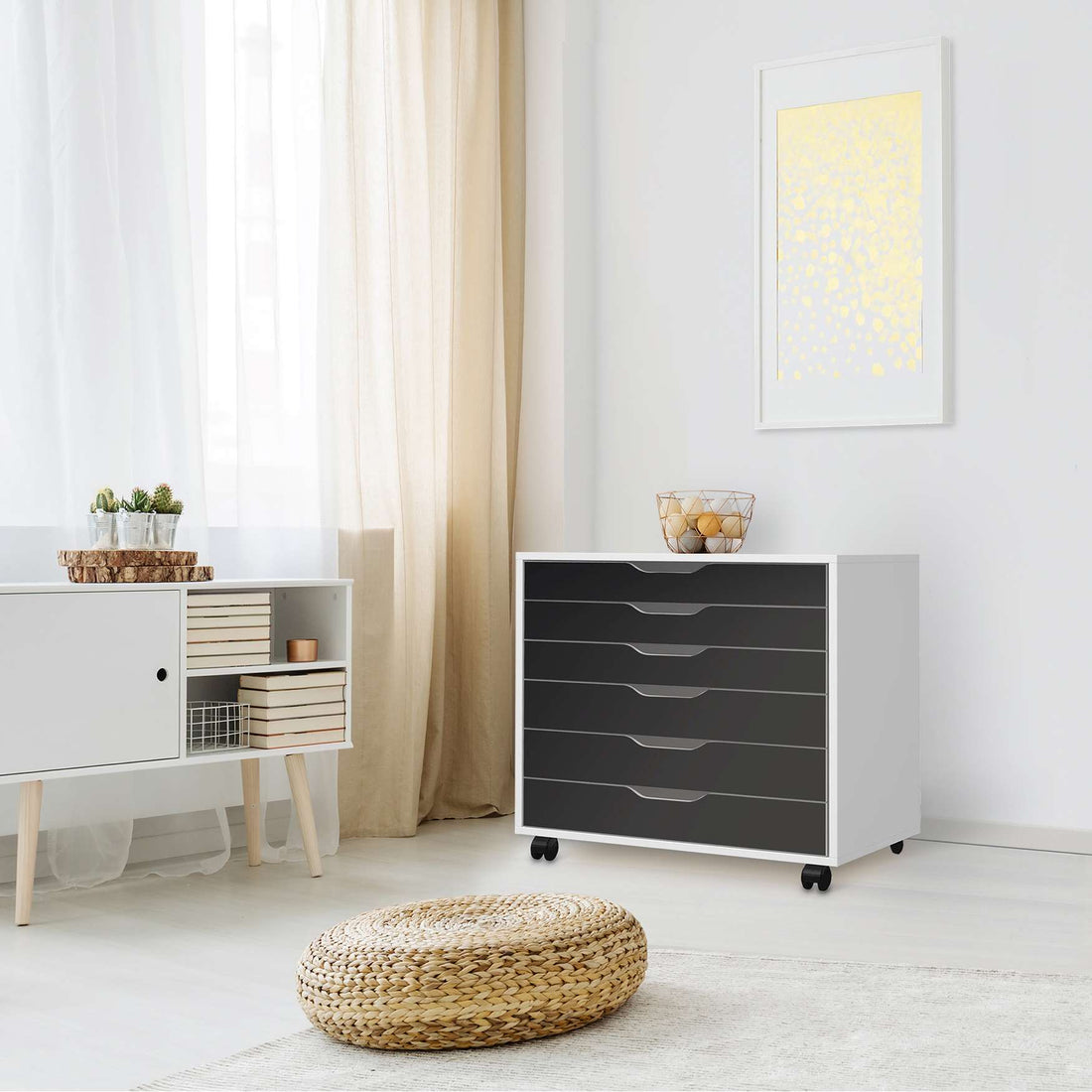 Möbelfolie Schwarz - IKEA Alex Rollcontainer 6 Schubladen - Wohnzimmer