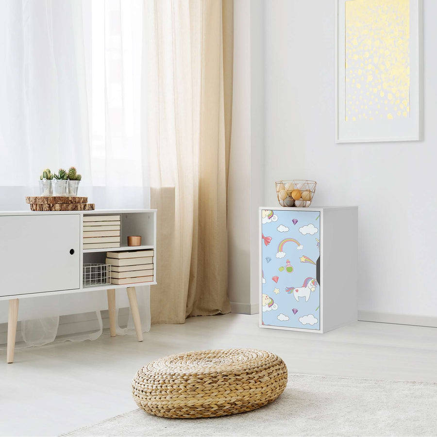 Möbelfolie Rainbow Unicorn - IKEA Alex Schrank - Kinderzimmer