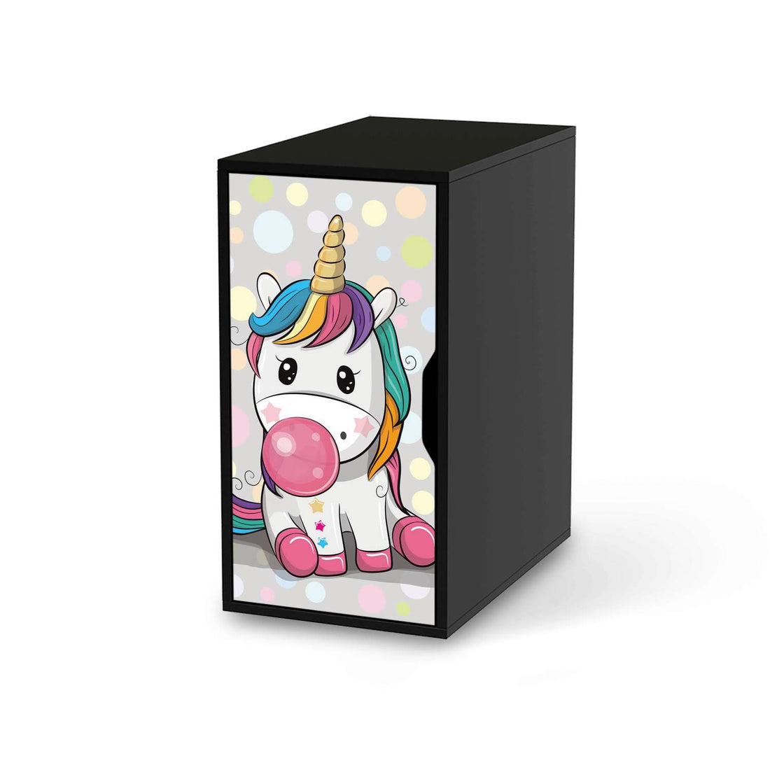 Möbelfolie Rainbow das Einhorn - IKEA Alex Schrank - schwarz