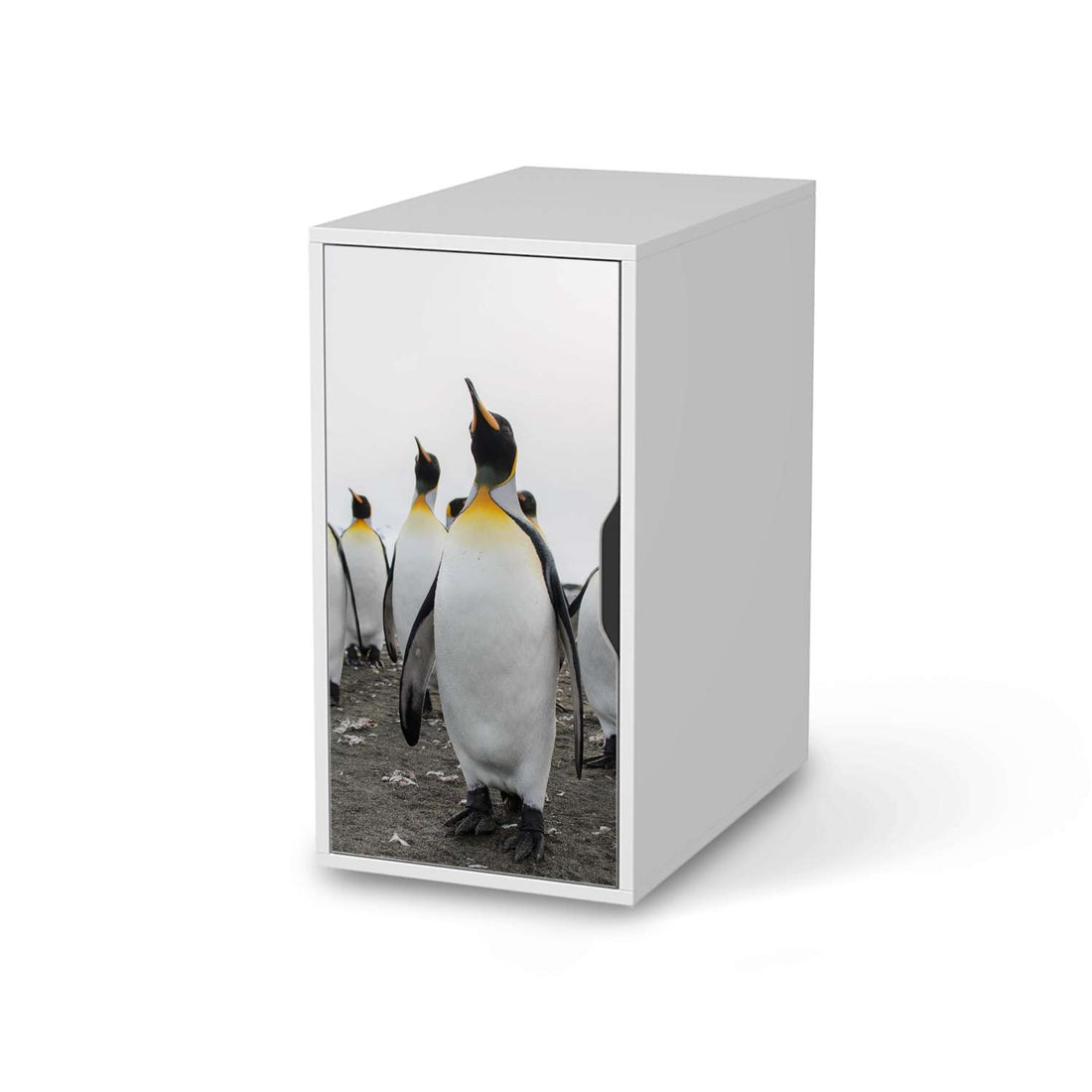 Möbelfolie Penguin Family - IKEA Alex Schrank - weiss