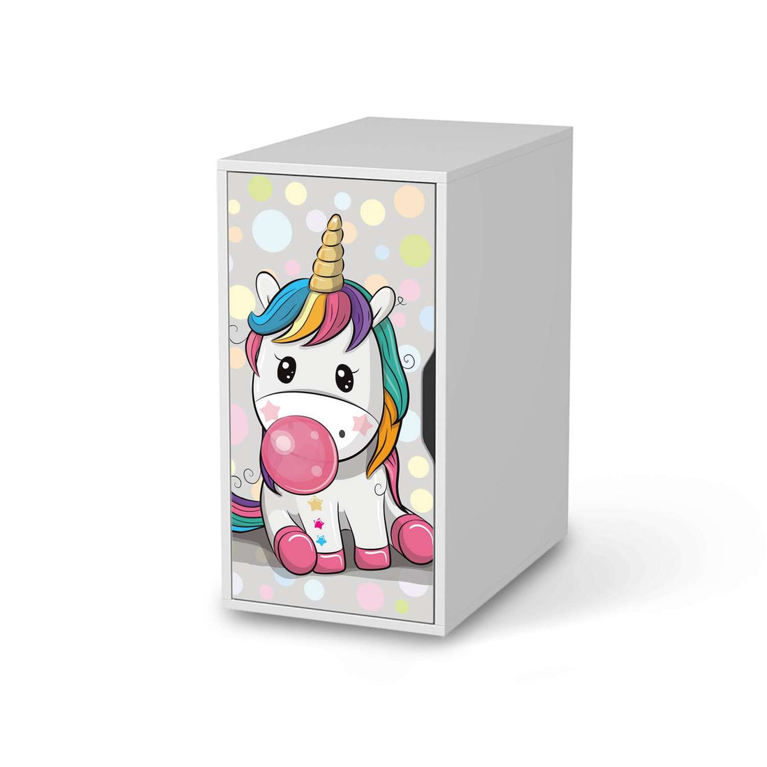 Möbelfolie Rainbow das Einhorn - IKEA Alex Schrank - weiss