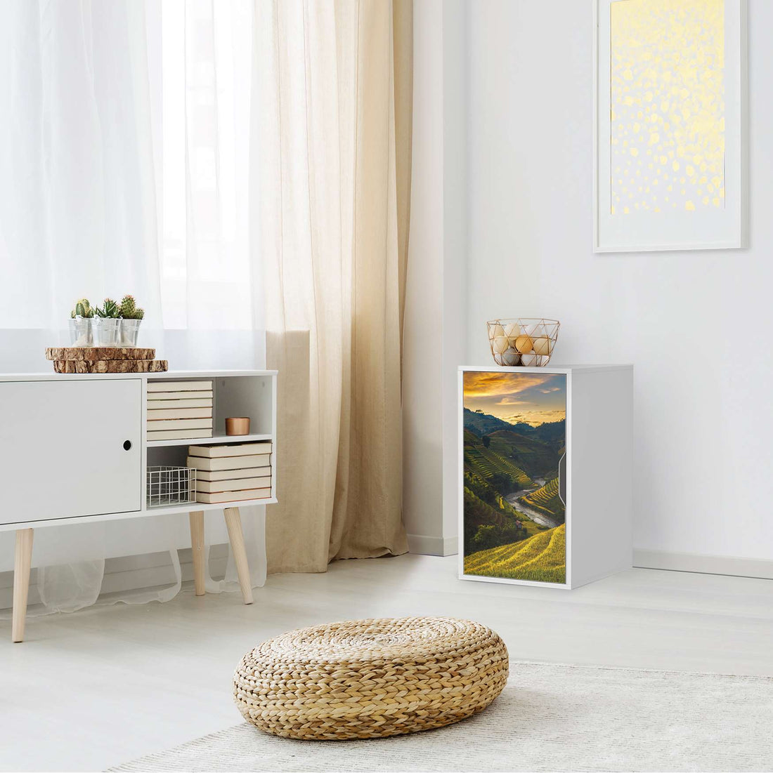 Möbelfolie Reisterrassen - IKEA Alex Schrank - Wohnzimmer