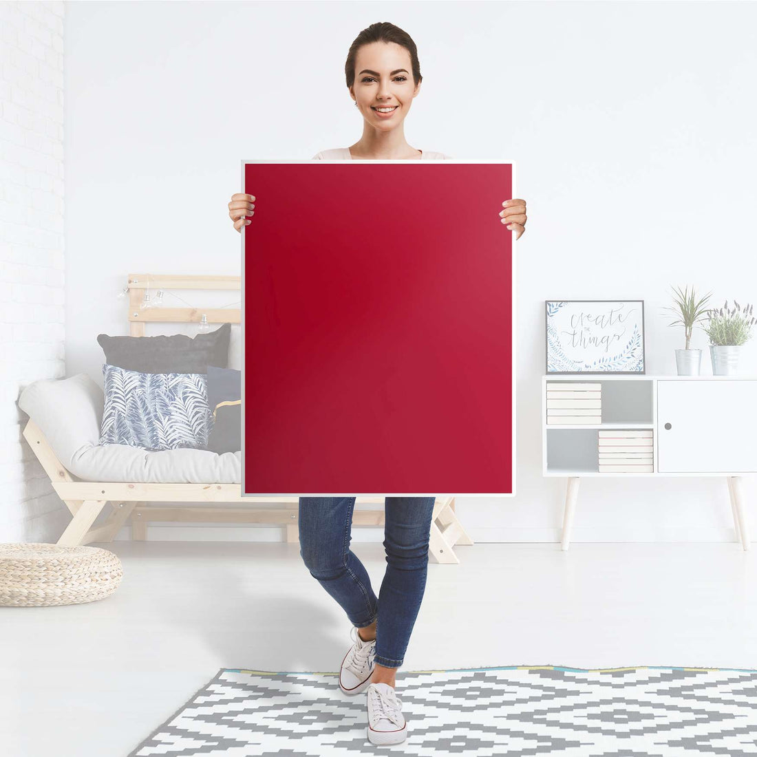 Möbelfolie Rot Dark - IKEA Billy Regal 3 Fächer - Folie