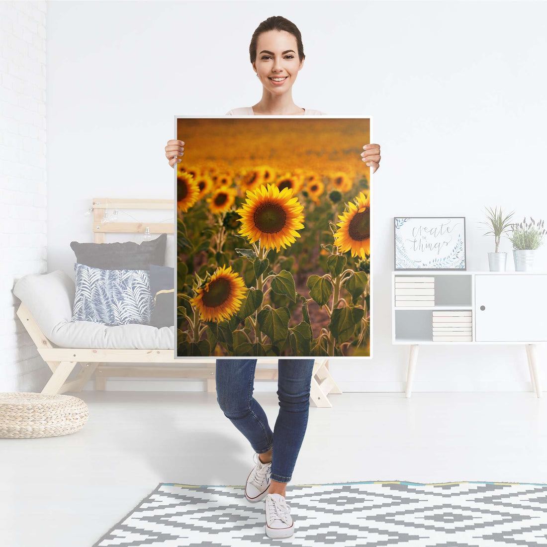 Möbelfolie Sunflowers - IKEA Billy Regal 3 Fächer - Folie