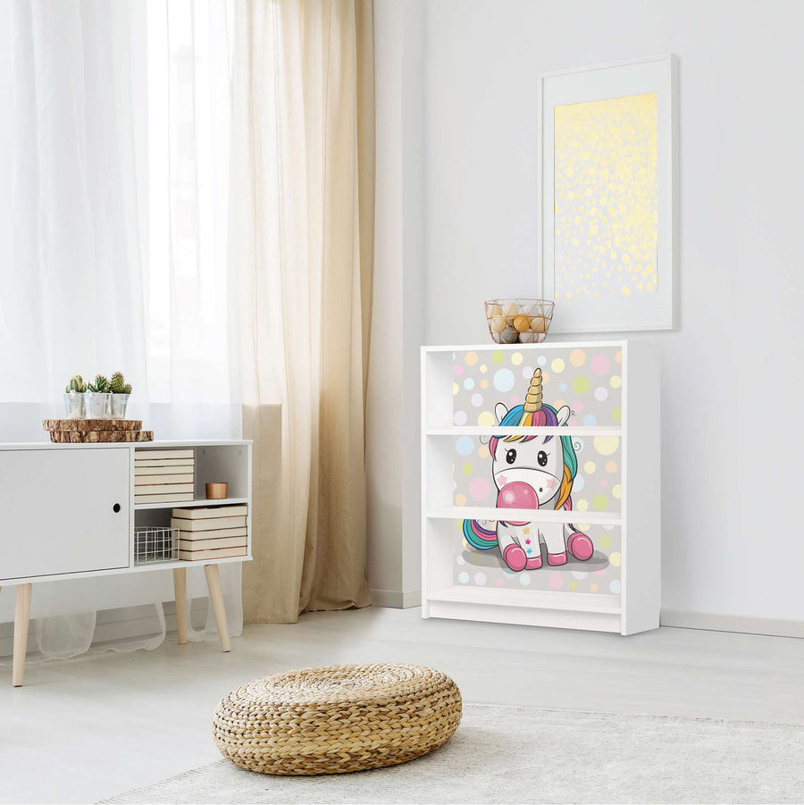 Möbelfolie Rainbow das Einhorn - IKEA Billy Regal 3 Fächer - Kinderzimmer