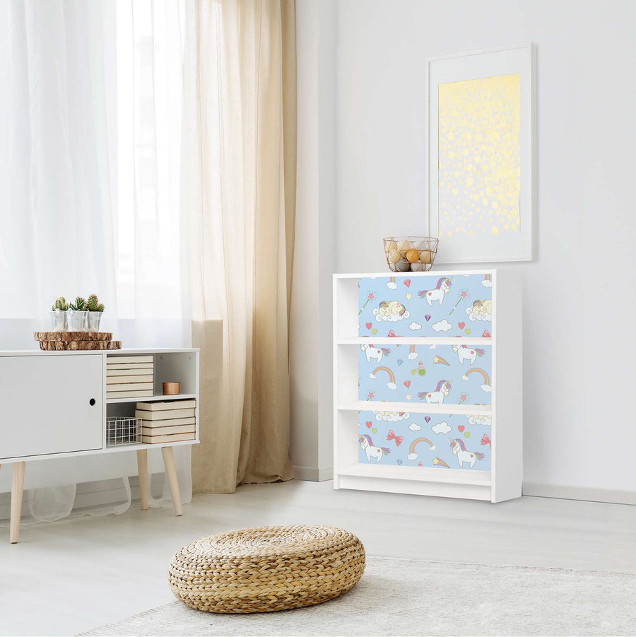Möbelfolie Rainbow Unicorn - IKEA Billy Regal 3 Fächer - Kinderzimmer