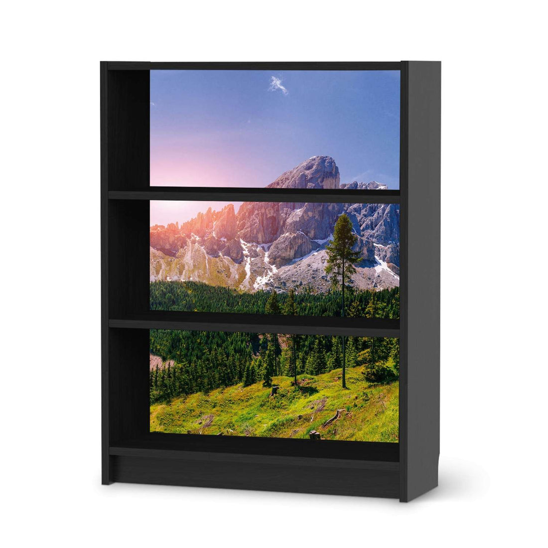 Möbelfolie Alpenblick - IKEA Billy Regal 3 Fächer - schwarz