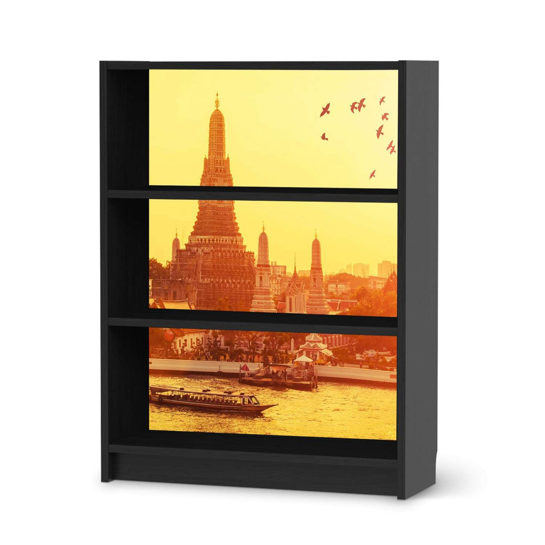 Möbelfolie Bangkok Sunset - IKEA Billy Regal 3 Fächer - schwarz