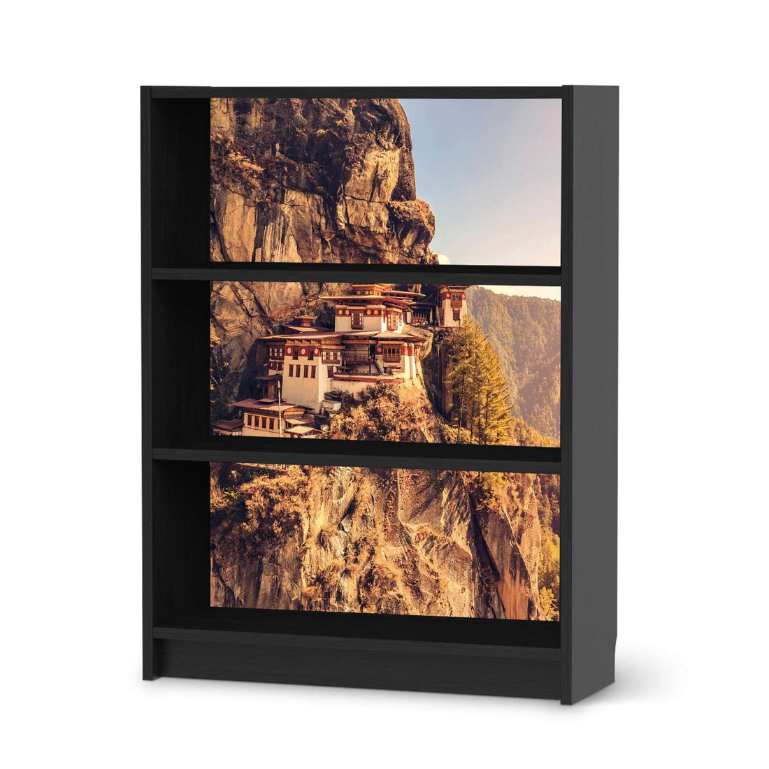 Möbelfolie Bhutans Paradise - IKEA Billy Regal 3 Fächer - schwarz