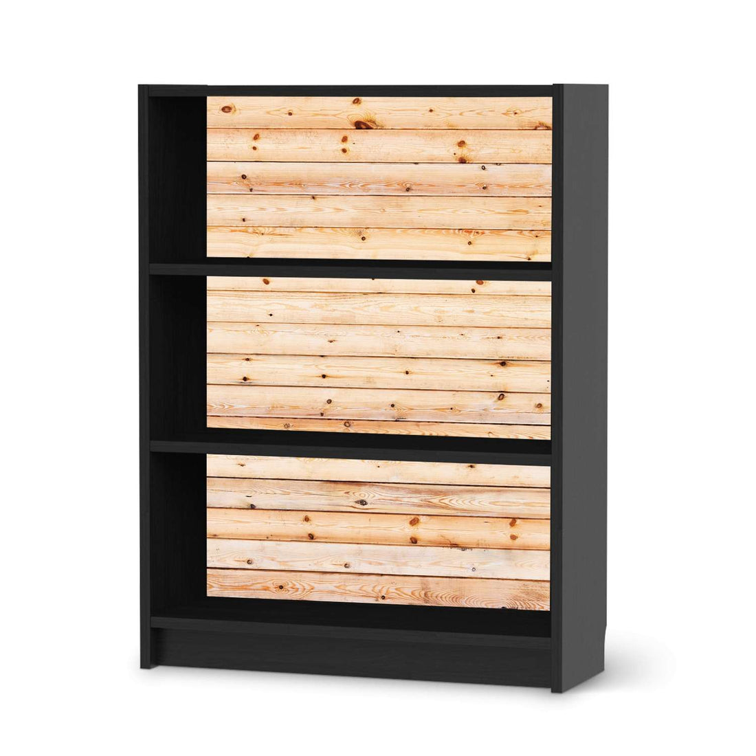 Möbelfolie Bright Planks - IKEA Billy Regal 3 Fächer - schwarz