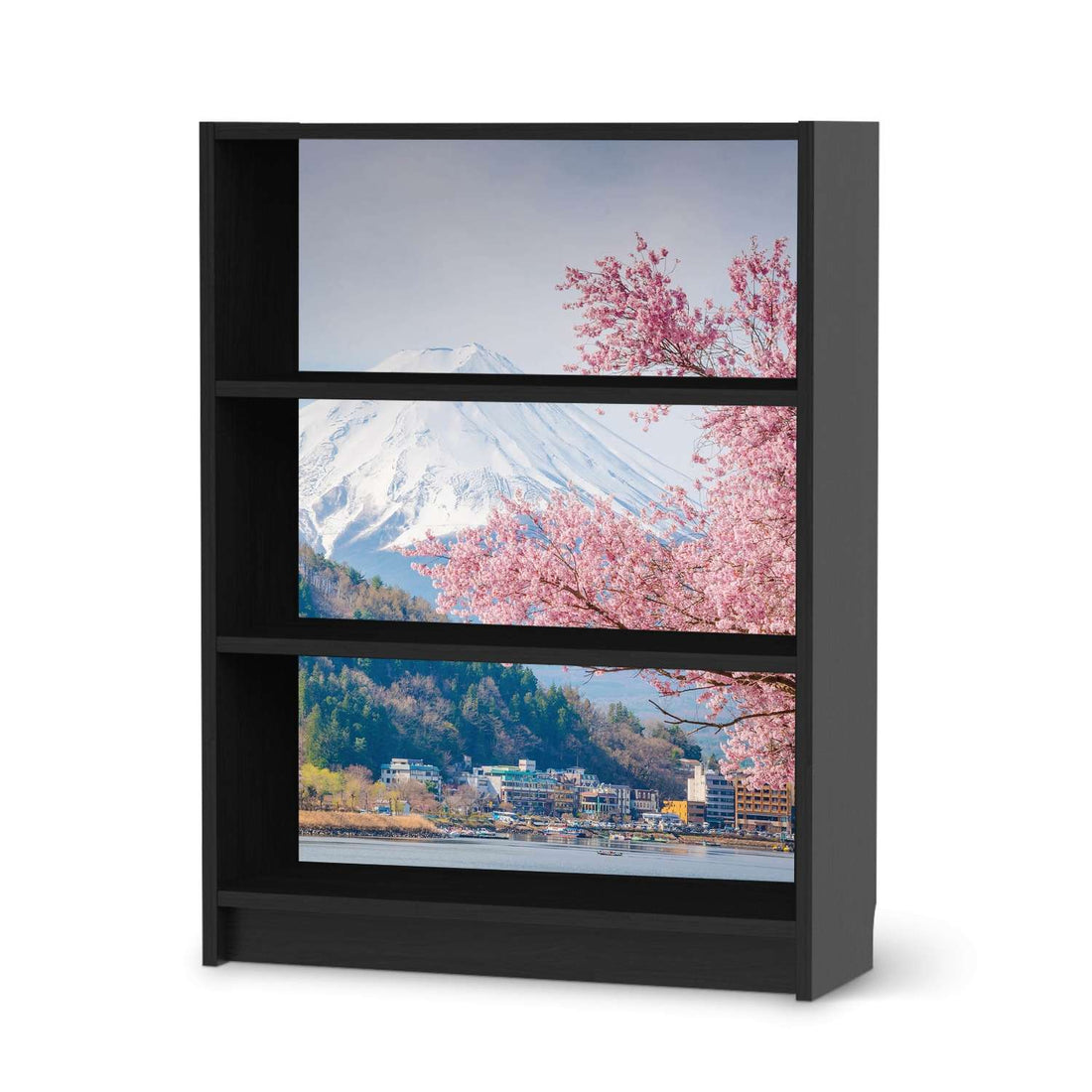 Möbelfolie Mount Fuji - IKEA Billy Regal 3 Fächer - schwarz