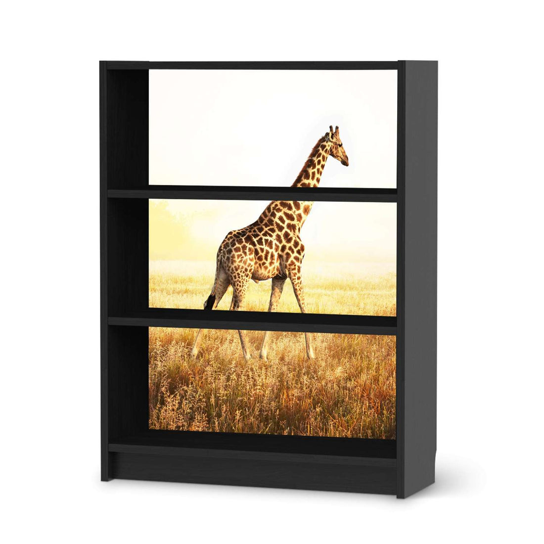 Möbelfolie Savanna Giraffe - IKEA Billy Regal 3 Fächer - schwarz