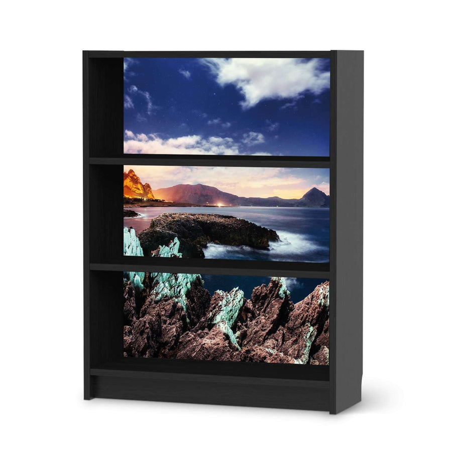 Möbelfolie Seaside - IKEA Billy Regal 3 Fächer - schwarz