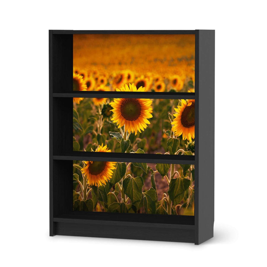 Möbelfolie Sunflowers - IKEA Billy Regal 3 Fächer - schwarz