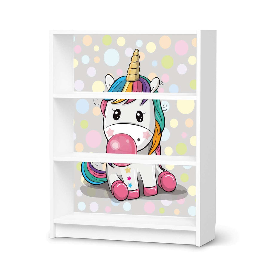 Möbelfolie Rainbow das Einhorn - IKEA Billy Regal 3 Fächer - weiss