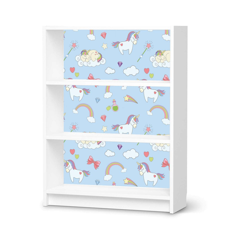 Möbelfolie Rainbow Unicorn - IKEA Billy Regal 3 Fächer - weiss