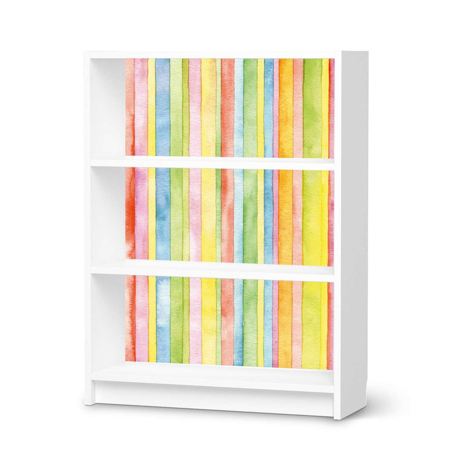 Möbelfolie Watercolor Stripes - IKEA Billy Regal 3 Fächer - weiss