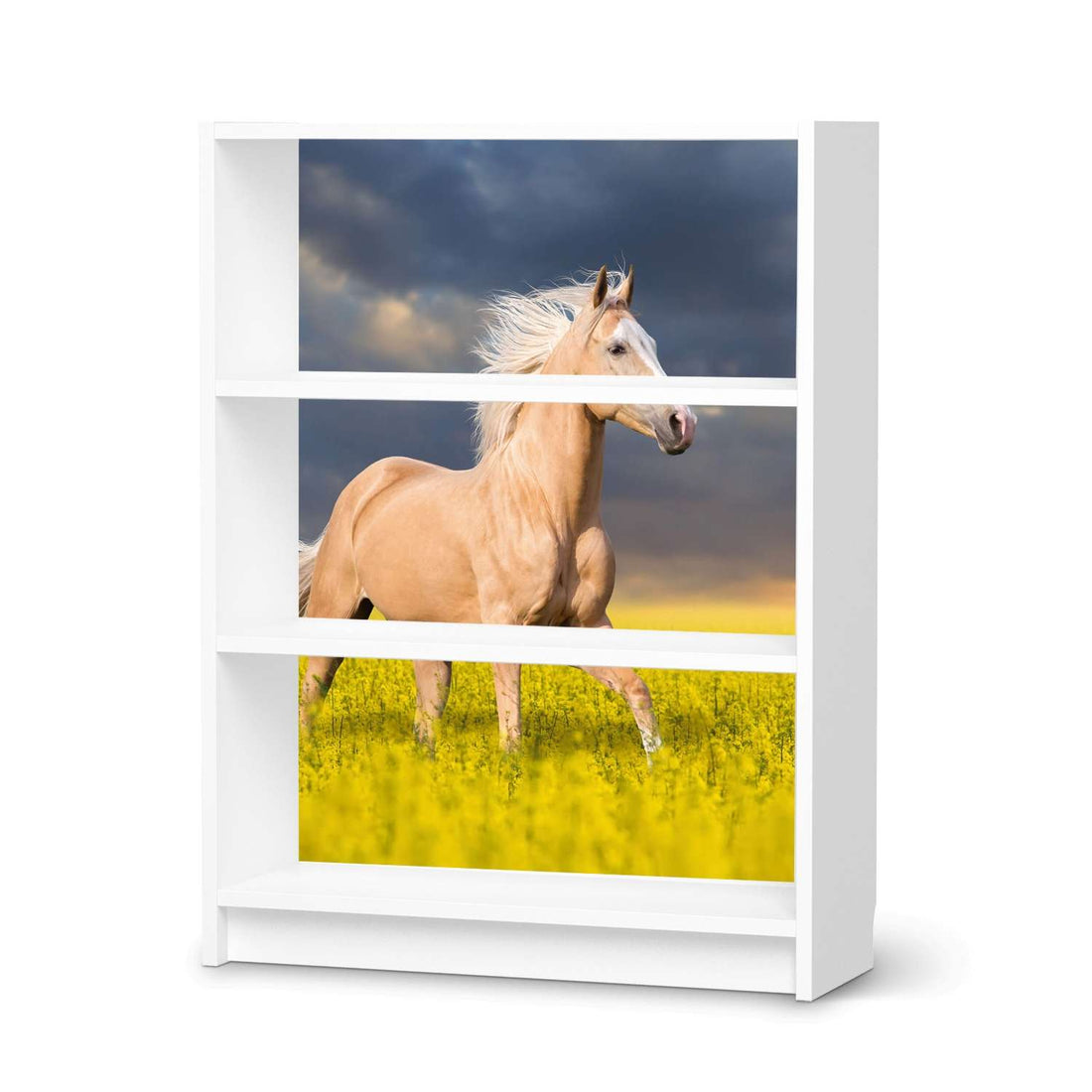 Möbelfolie Wildpferd - IKEA Billy Regal 3 Fächer - weiss