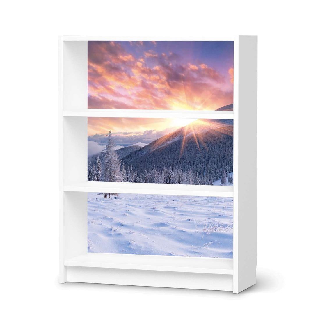 Möbelfolie Zauberhafte Winterlandschaft - IKEA Billy Regal 3 Fächer - weiss