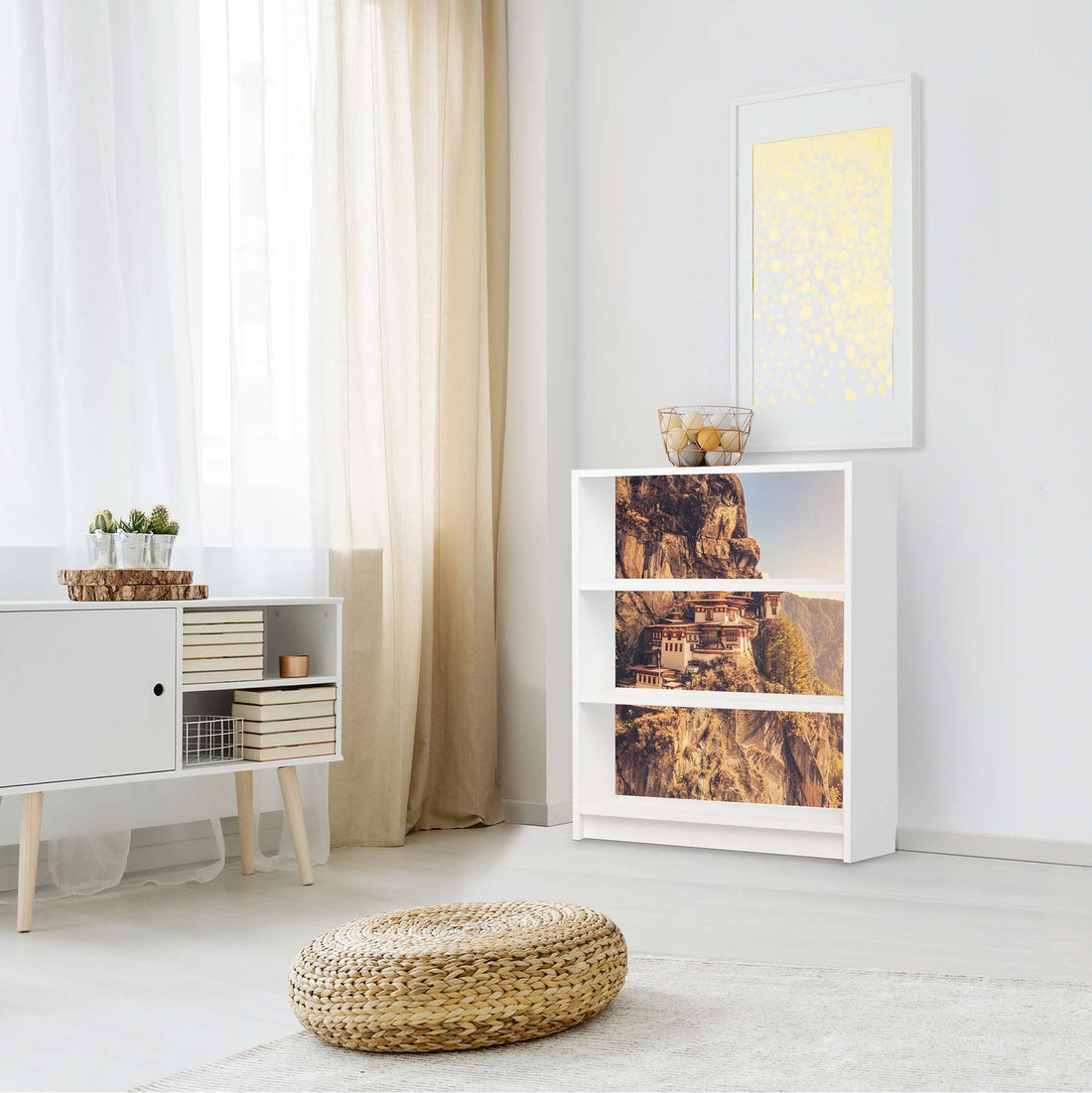 Möbelfolie Bhutans Paradise - IKEA Billy Regal 3 Fächer - Wohnzimmer