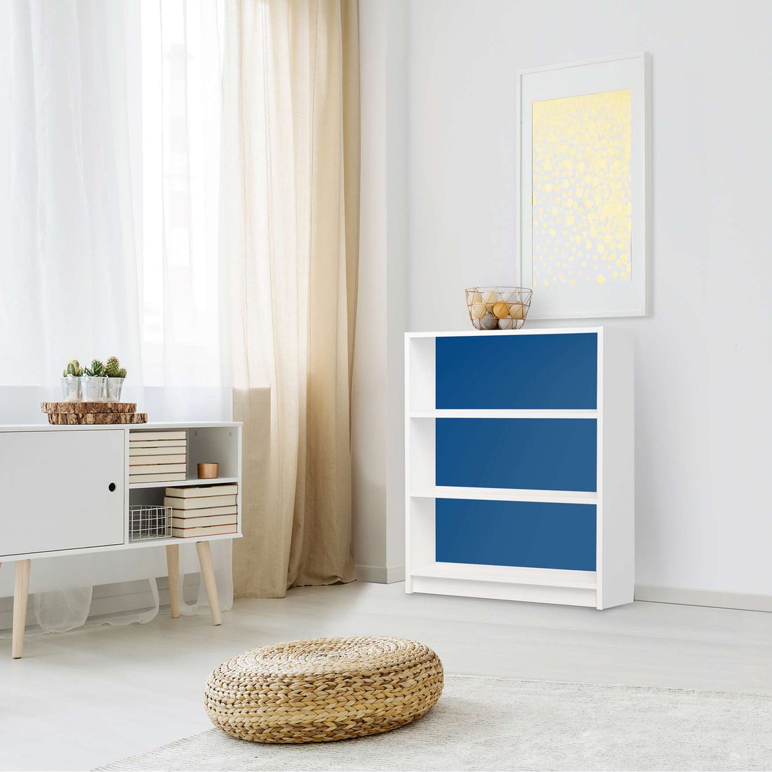 Möbelfolie Blau Dark - IKEA Billy Regal 3 Fächer - Wohnzimmer