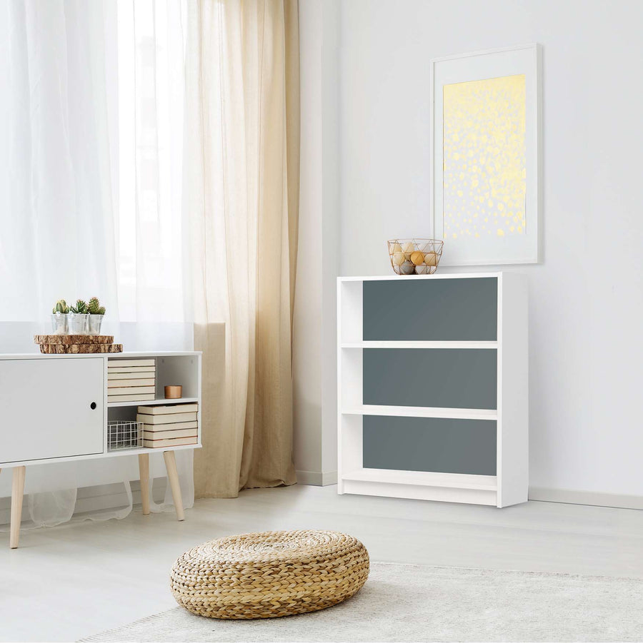 Möbelfolie Blaugrau Light - IKEA Billy Regal 3 Fächer - Wohnzimmer