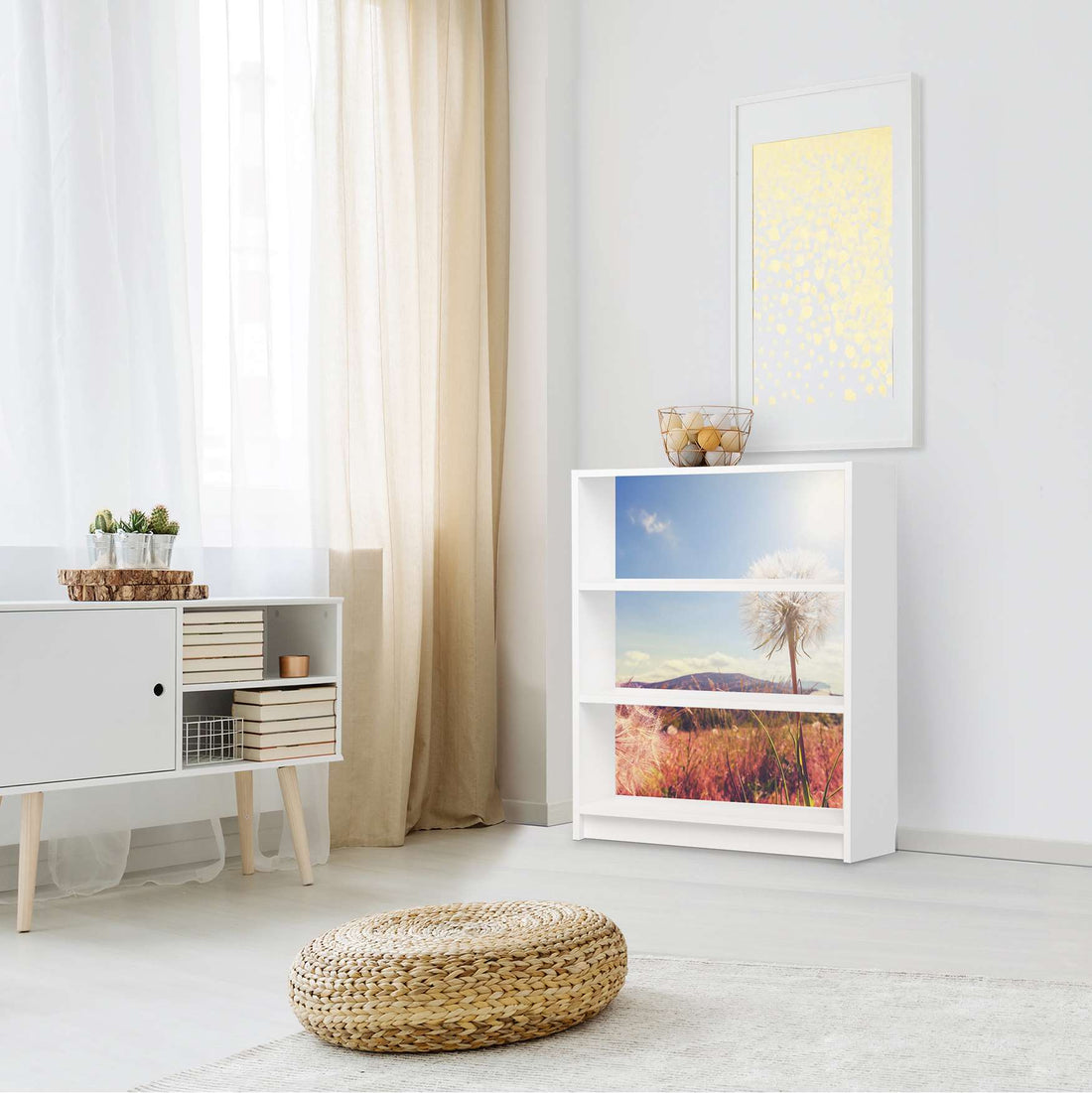 Möbelfolie Dandelion - IKEA Billy Regal 3 Fächer - Wohnzimmer