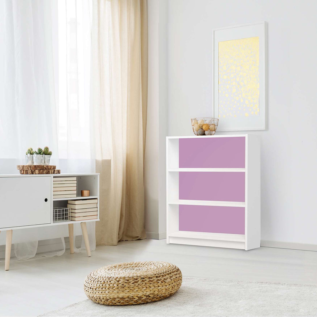 Möbelfolie Flieder Light - IKEA Billy Regal 3 Fächer - Wohnzimmer
