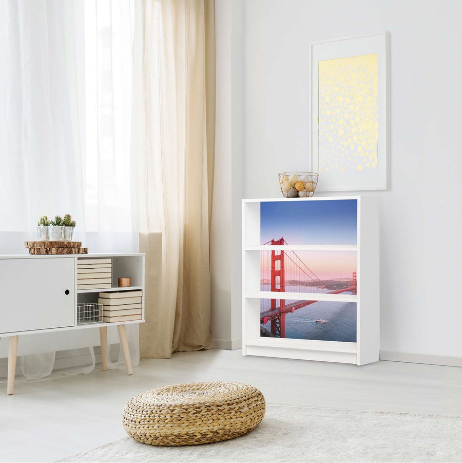 Möbelfolie Golden Gate - IKEA Billy Regal 3 Fächer - Wohnzimmer