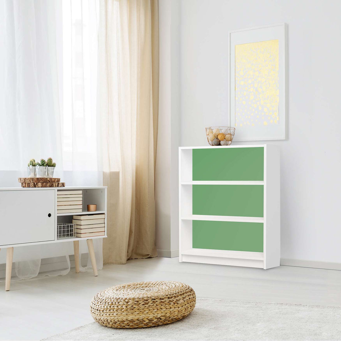 Möbelfolie Grün Light - IKEA Billy Regal 3 Fächer - Wohnzimmer