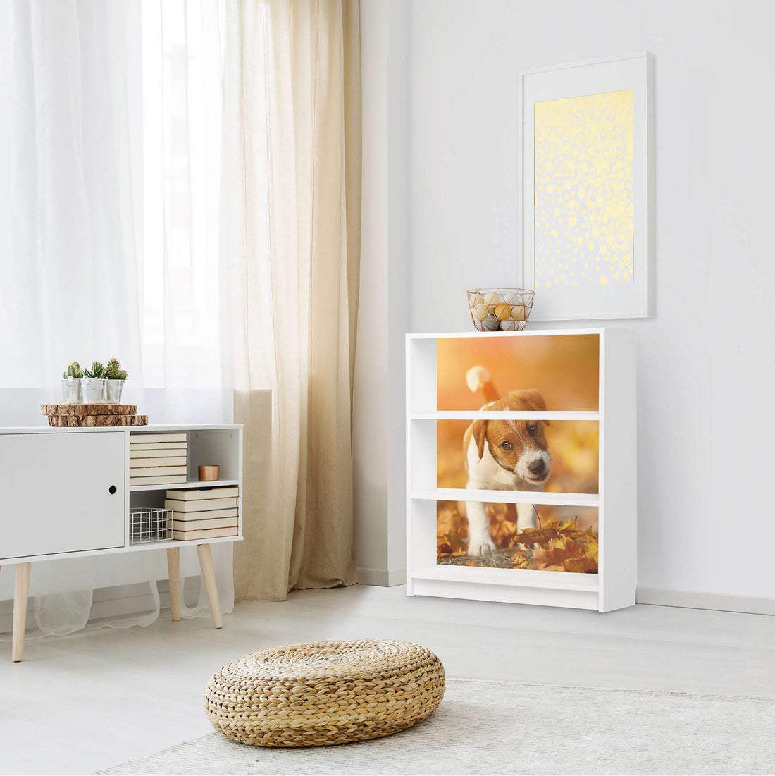 Möbelfolie Jack the Puppy - IKEA Billy Regal 3 Fächer - Wohnzimmer