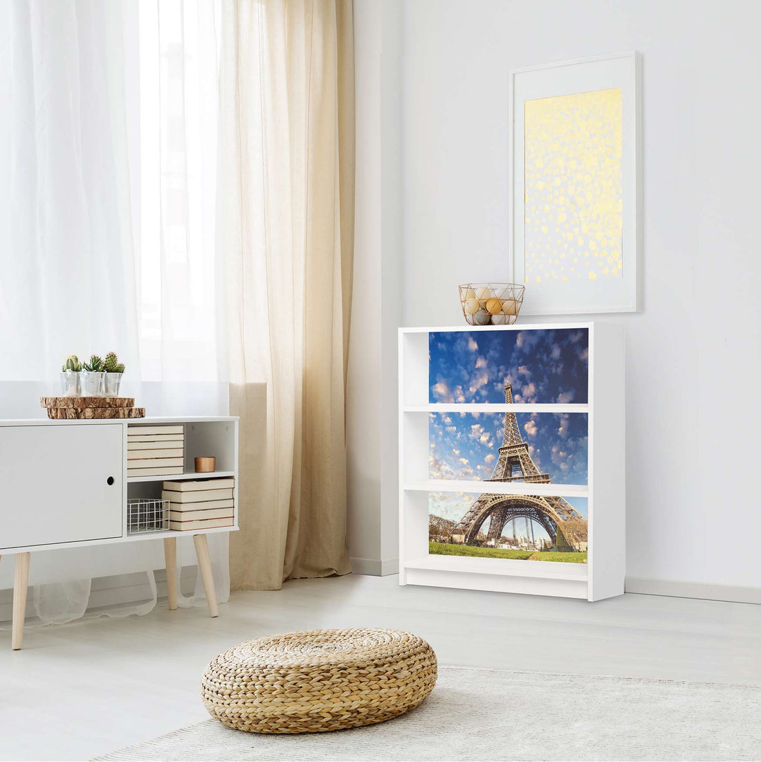 Möbelfolie La Tour Eiffel - IKEA Billy Regal 3 Fächer - Wohnzimmer
