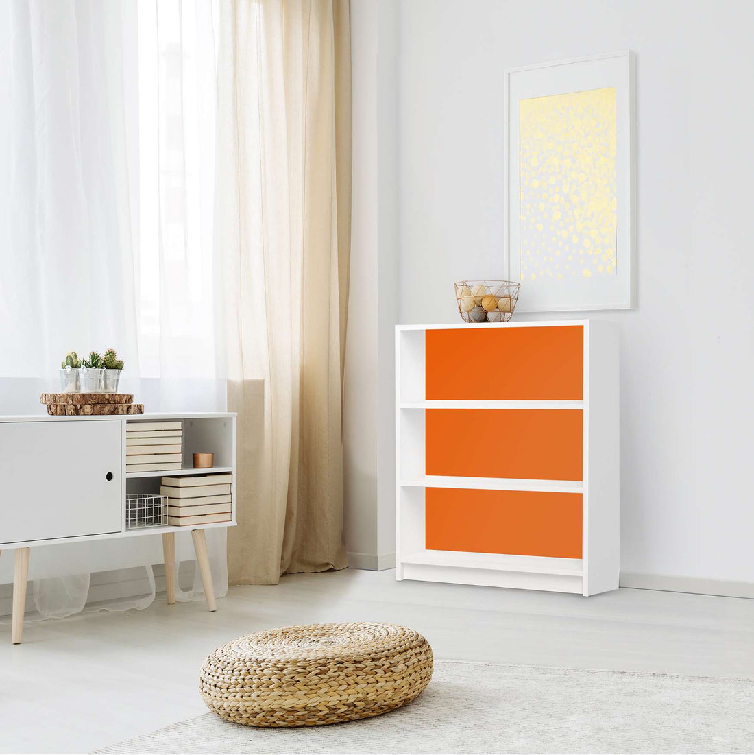 Möbelfolie Orange Dark - IKEA Billy Regal 3 Fächer - Wohnzimmer