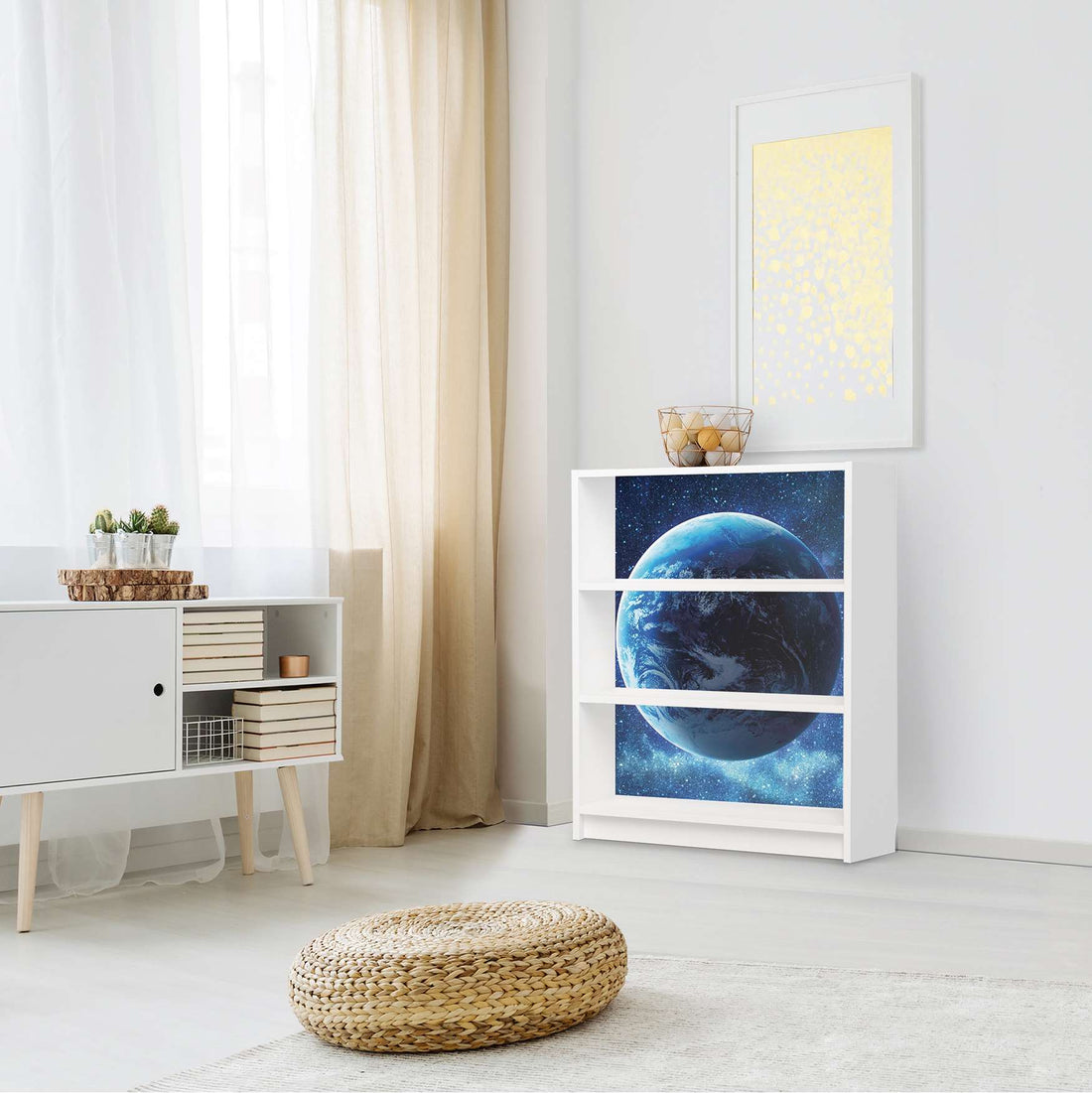 Möbelfolie Planet Blue - IKEA Billy Regal 3 Fächer - Wohnzimmer