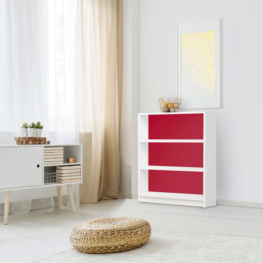 Möbelfolie Rot Dark - IKEA Billy Regal 3 Fächer - Wohnzimmer